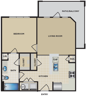 A1 - One Bedroom / One Bath - 657 - 684 Sq. Ft.*
